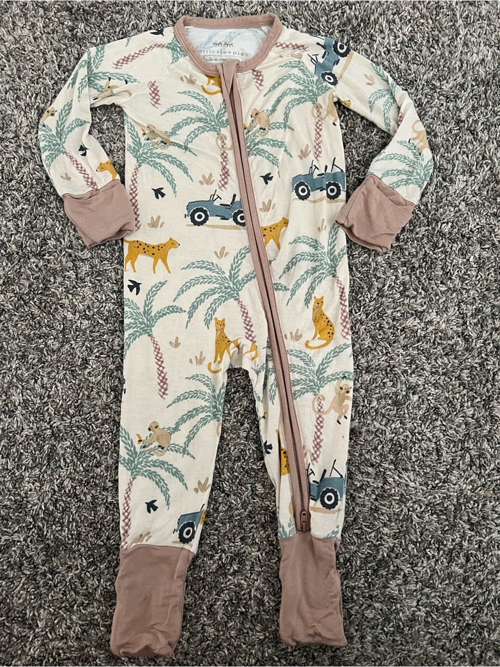 Little Sleepies 3-6 month Safari-Print Zippy Sleeper